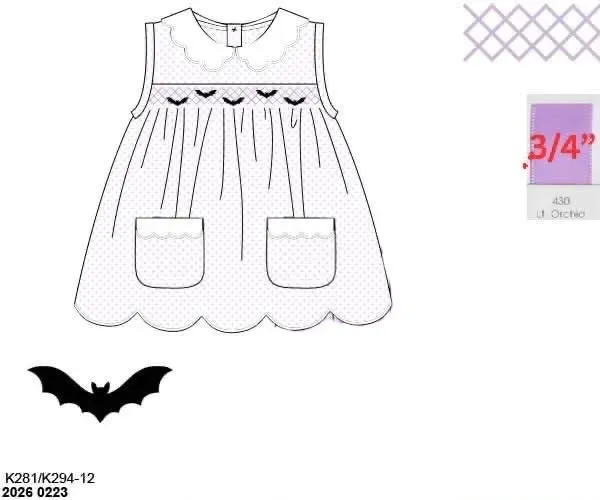 Busy Bee Smocks Bitty Dot Bats meisjesshirt halloween
