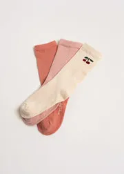 Konges Sløjd Jacquard sokken cherry mix 3-pack katoen