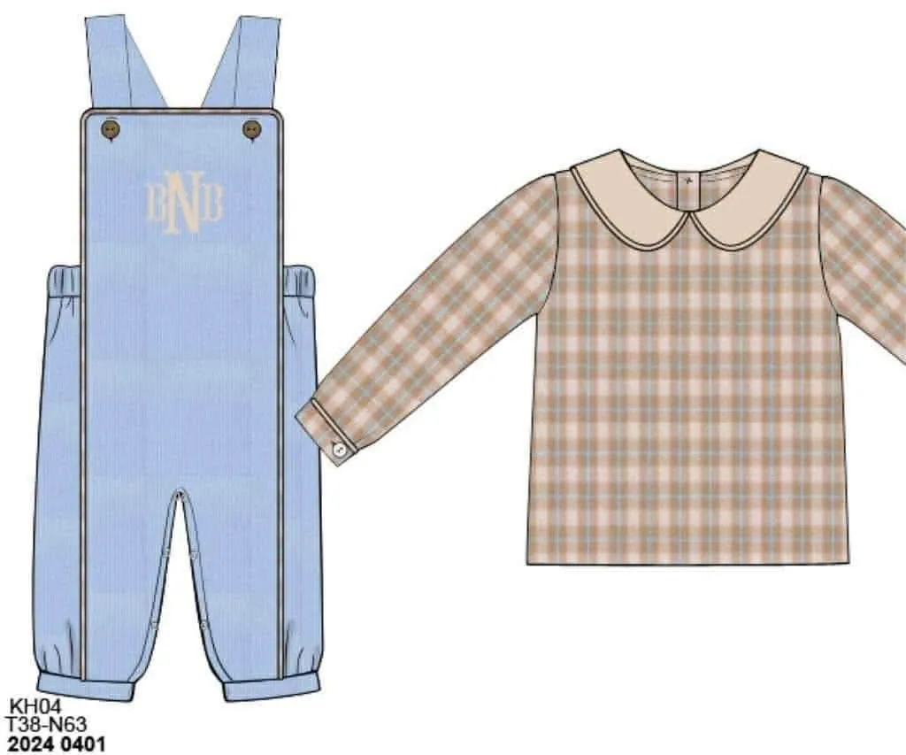 Busy Bee Smocks Will Anders 2-delige corduroy romper jongens