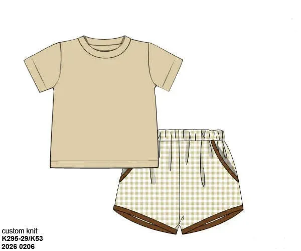 Busy Bee Smocks French Knot Khaki jongensset 6 katoenmix