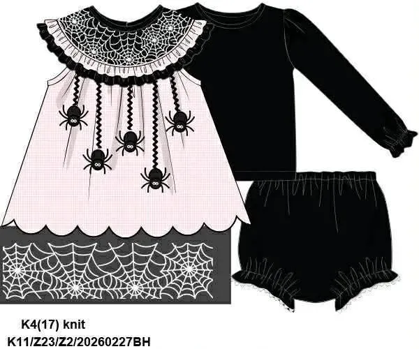 Busy Bee Smocks Itsy Bitsy Spider setje 3-delig gebreid