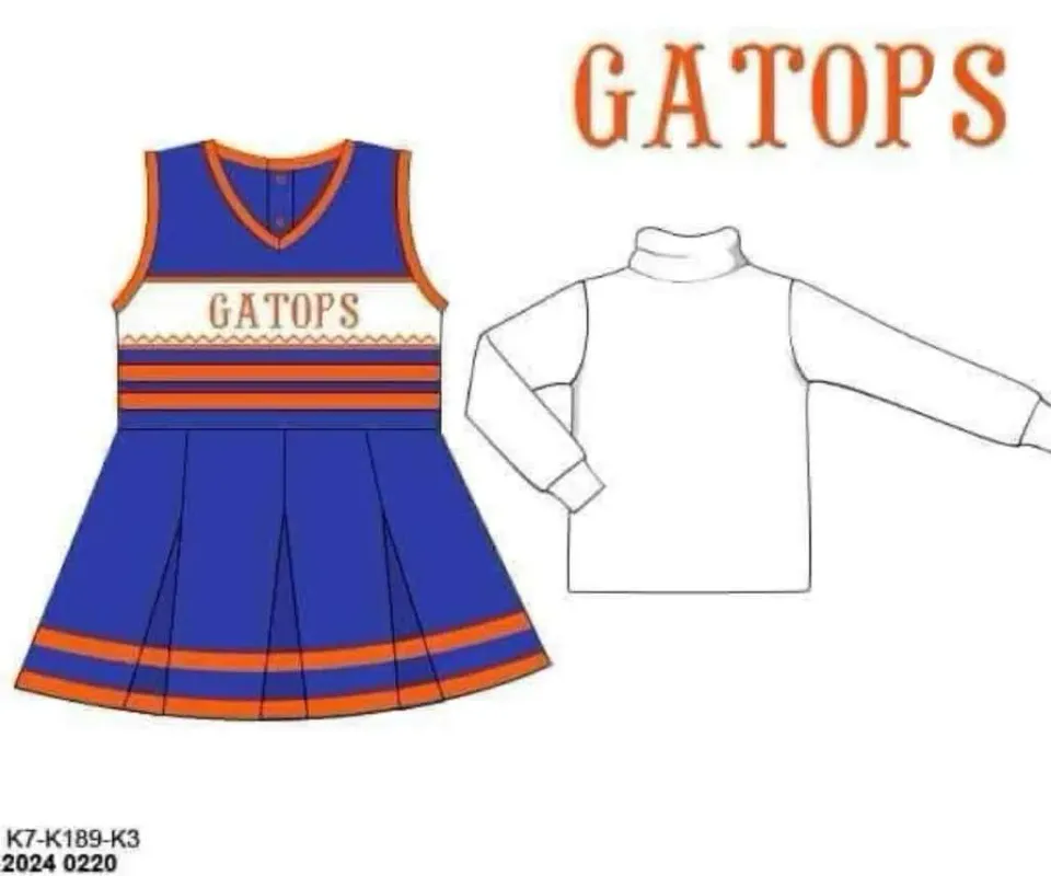 Busy Bee Smocks Team Spirit cheer setje 4T blauw-oranje Gatops