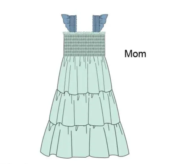 Busy Bee Smocks Icy Mint midi jurk Medium defect smock