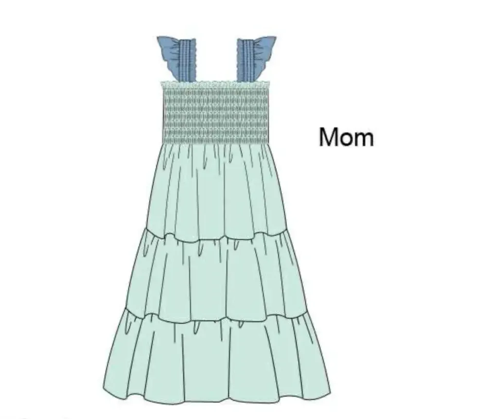 Busy Bee Smocks Icy Mint midi jurk Medium defect smock