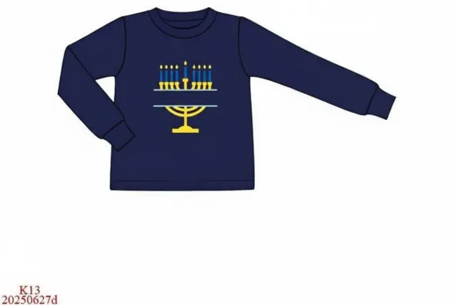 Busy Bee Smocks Menorah Appliqué shirt jongen maat 8 katoen