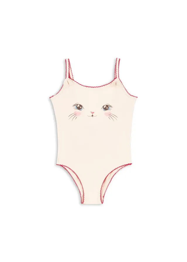 Konges Sløjd Kitty badpak soft pink kattenprint