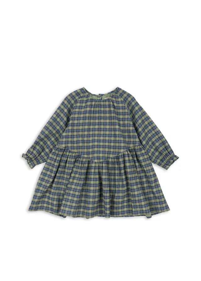 Konges Sløjd Terre jurk laurel blue check biokatoen