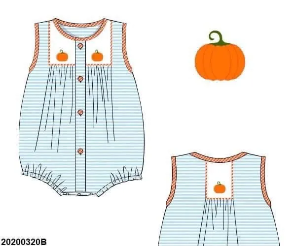 Busy Bee Smocks Simple Pumpkins smock romper 6M