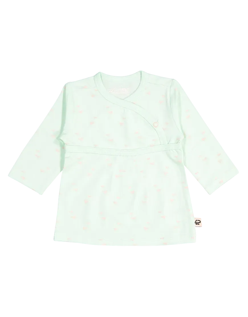 4President Julie Mint AOP shirt lange mouw baby biokatoen