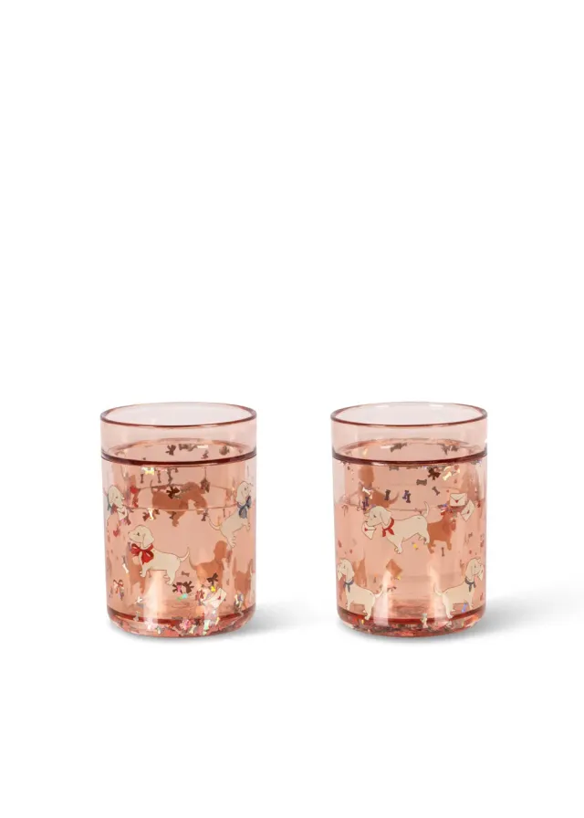 Konges Sløjd Woof Letter Rose glitterbeker 2-pack