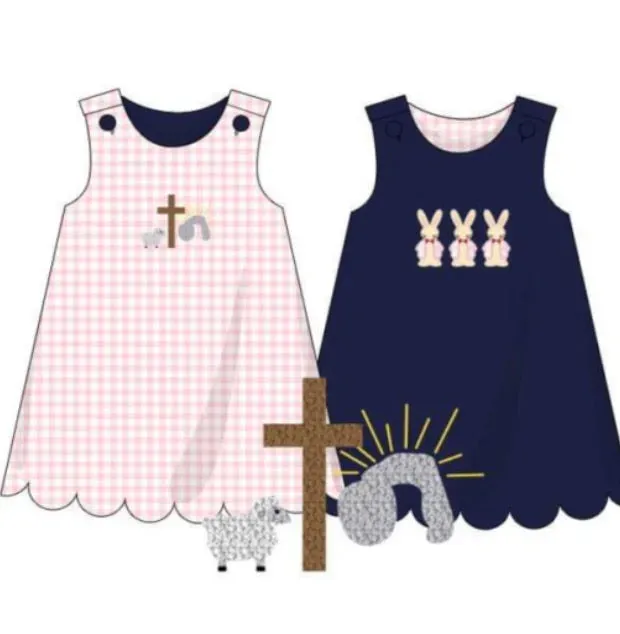 Busy Bee Smocks Reversible Easter knit jurk omkeerbaar