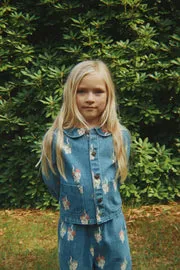 Konges Sløjd Magot bow kitty denim jasje biokatoen