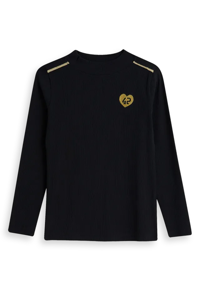 4President Amy longsleeve zwart meisjes geribbeld