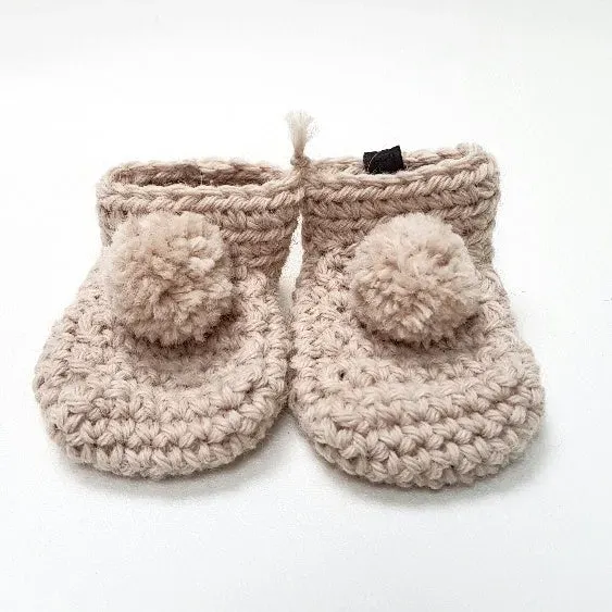 Louloúdi Frankie babyslofjes wol leer pompon