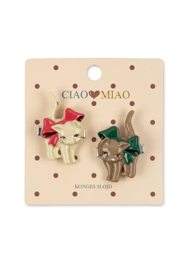 Konges Sløjd Bow Kitty haarclips katje 2-pack