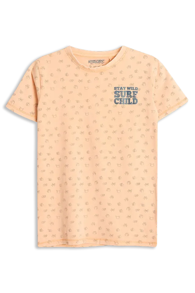 4PRESIDENT Olle Orange T-shirt acid wash surf