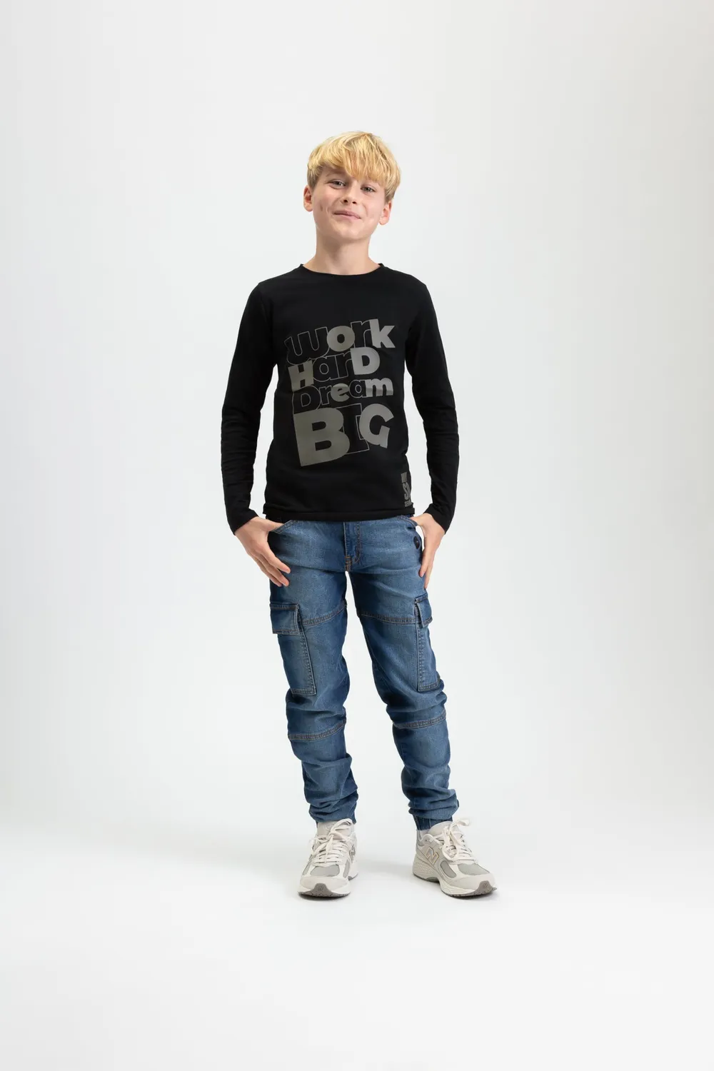 4President Gatlin Black jongensshirt zwart katoen