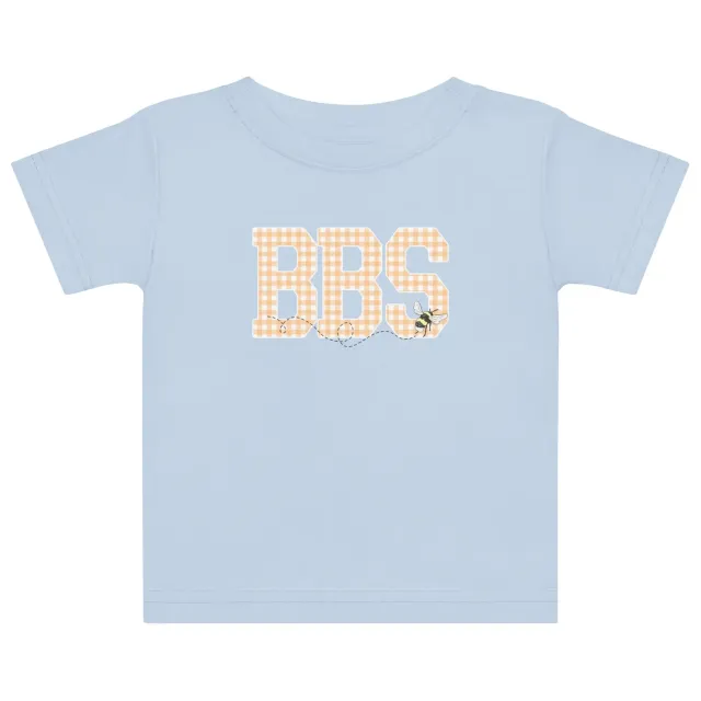 Busy Bee Smocks Peach Gingham BBS T-shirt lichtblauw