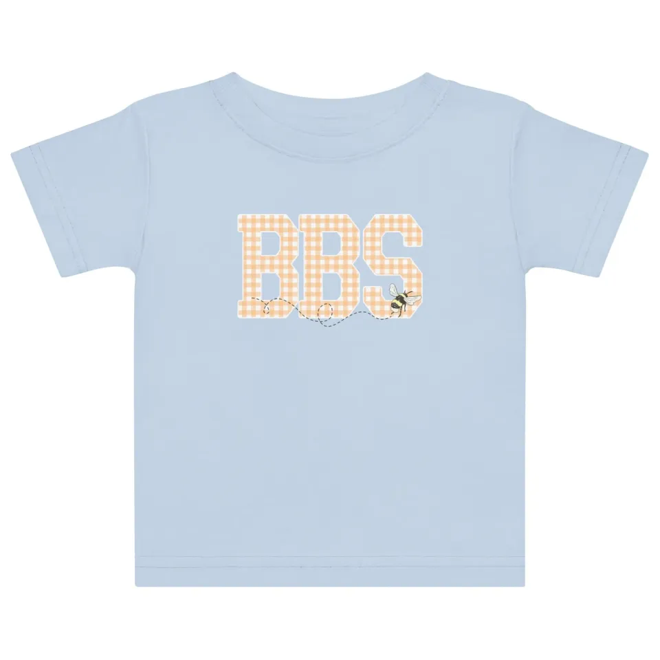 Busy Bee Smocks Peach Gingham BBS T-shirt lichtblauw