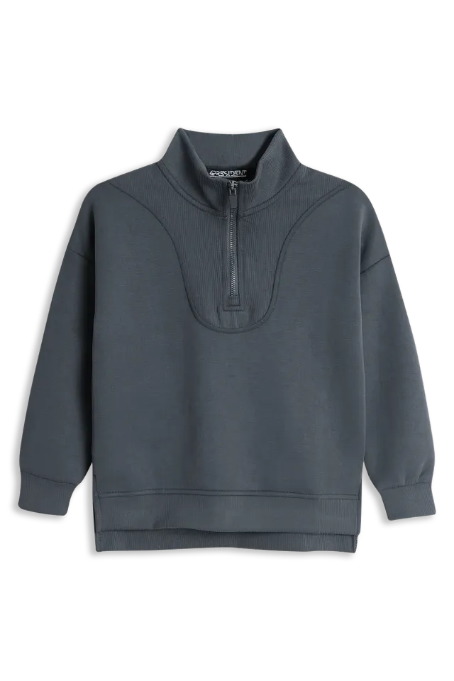 4President Maud sweater antraciet meisjes modal