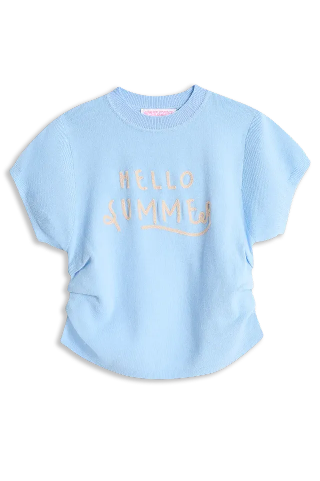 4President Rosie T-shirt meisjes lichtblauw brede kraag