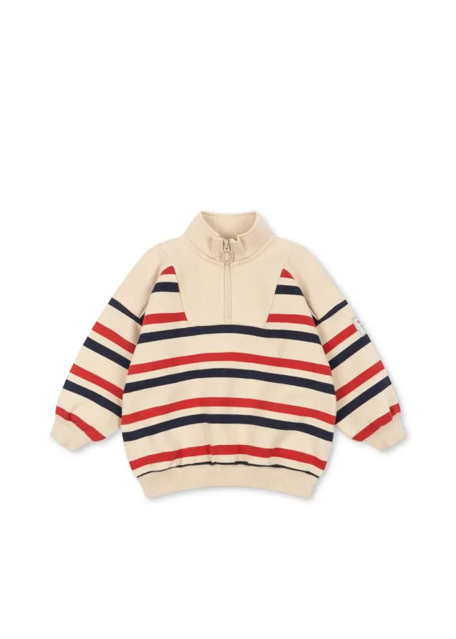 Konges Sløjd Lou half zip sweater tangerine stripe bio