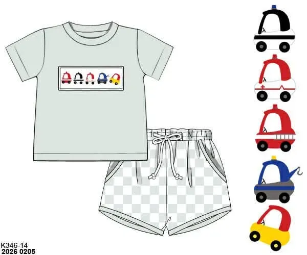 Busy Bee Smocks Boys Only shortie set Cozy Coupe smock