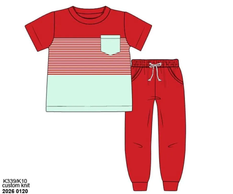 Busy Bee Smocks Ariel Floral Stripes jongens jogger set 18M