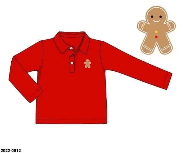 Busy Bee Smocks Gingerbread Polo 2T Jongens Kerst