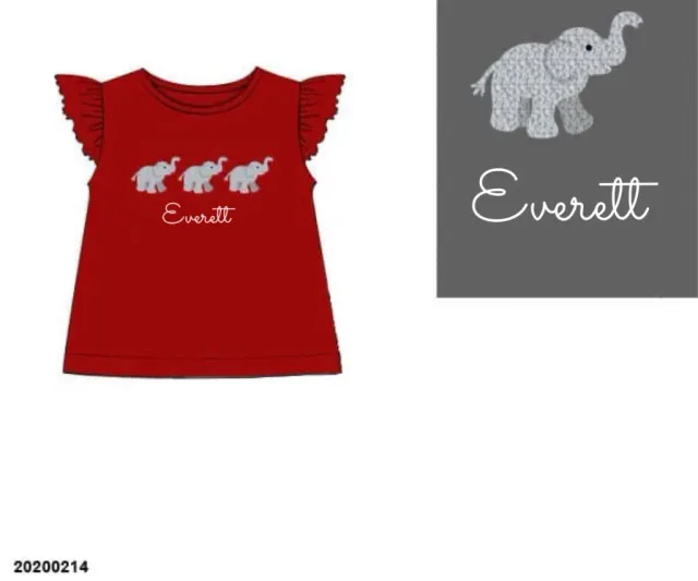 Busy Bee Smocks 18 & Counting Everett meisjesshirt olifant 3T