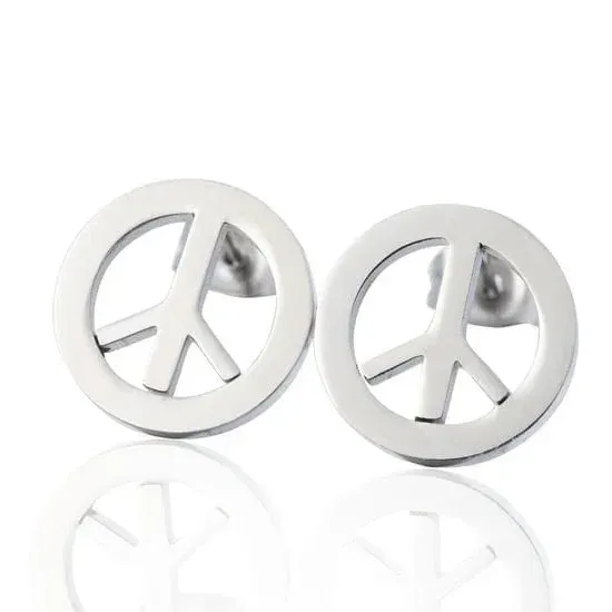 Soda Fashion Peace oorknopjes zilver vredesteken