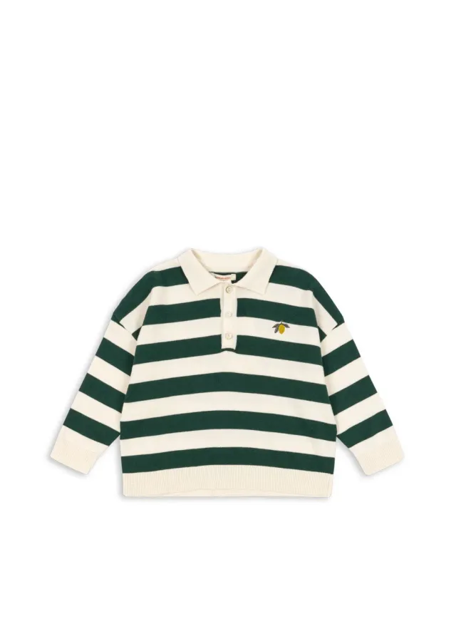 Konges Sløjd Manis Polo pine grove stripe biokatoen