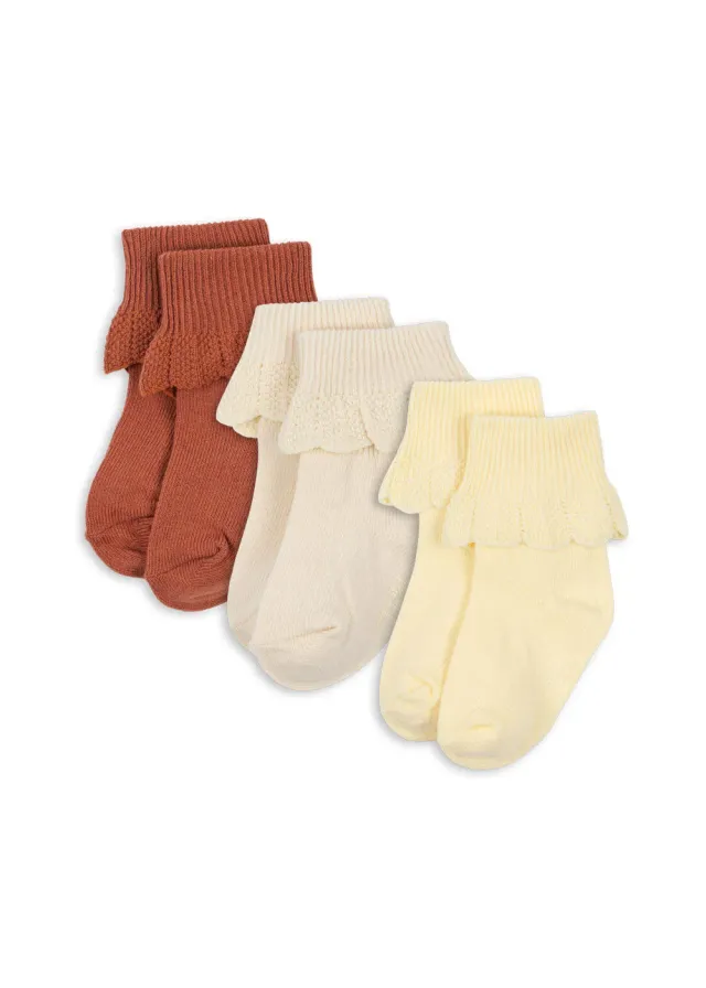 Konges Sløjd sokken 3-pack canyon rose mix rib ruches