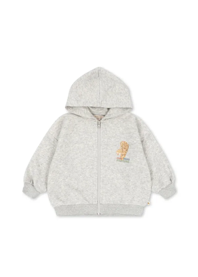 Konges Sløjd Lou Zip Hoodie vest grey melange biokatoen