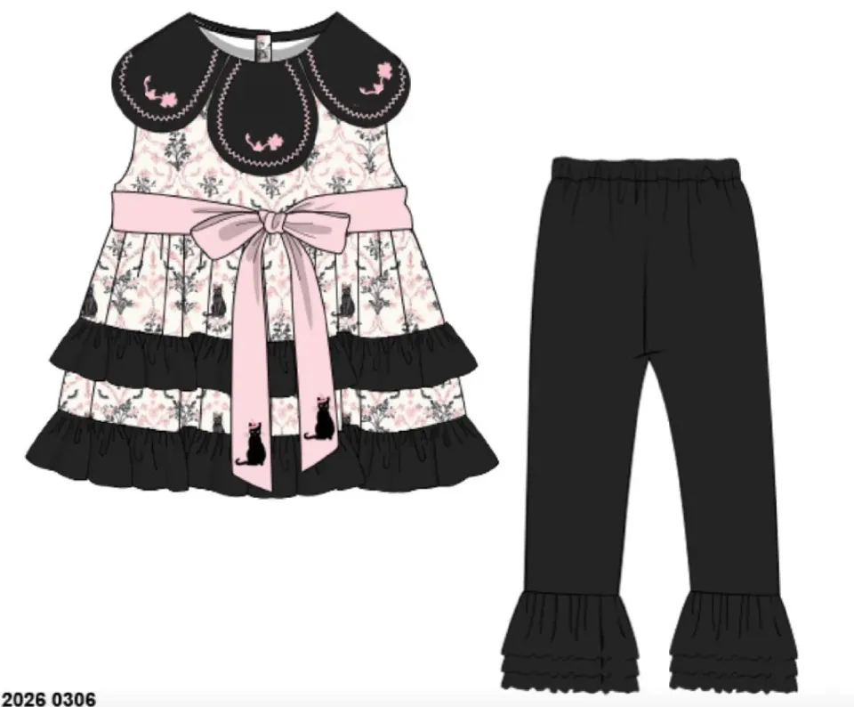 Busy Bee Smocks Scaredy Cat knit leggingset kat