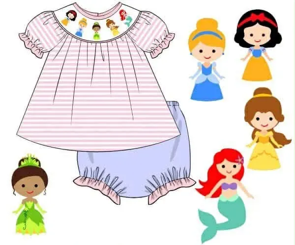 Busy Bee Smocks Princess bloomerset roze meisjes
