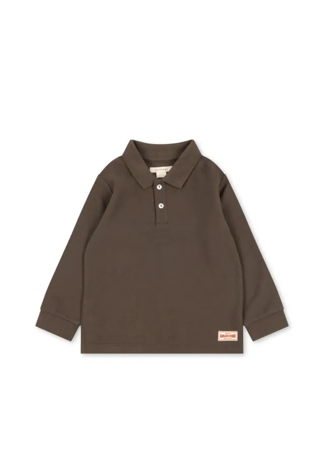 Konges Sløjd Florian Polo Slate Black lange mouw biokatoen