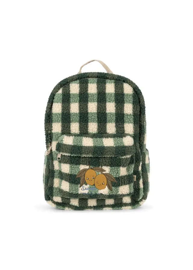 Konges Sløjd Jody Teddy rugzak green check fleece