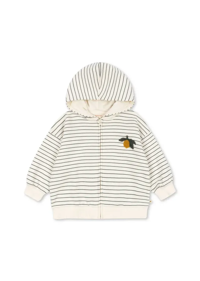 Konges Sløjd Amio Zip hoodie cilantro stripe biokatoen