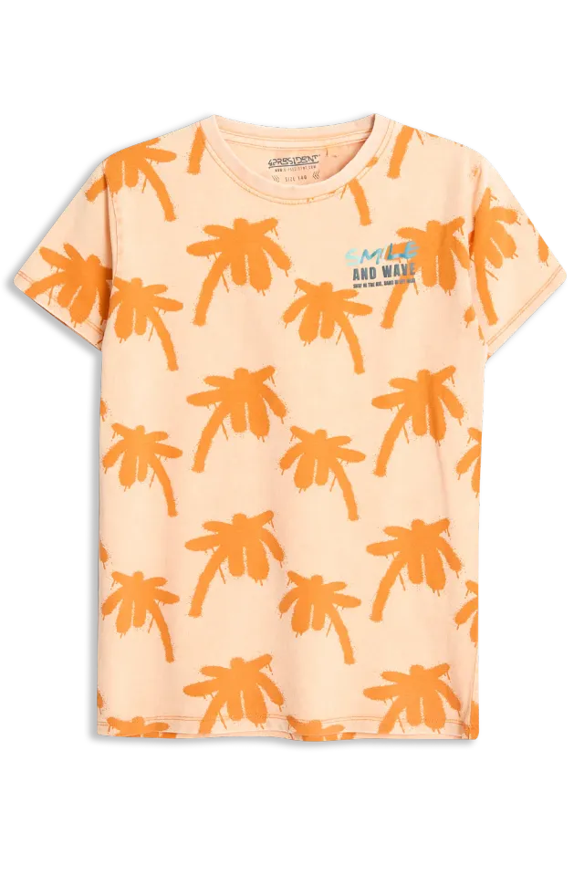 4PRESIDENT Owen Orange T-shirt oranje palmbomen