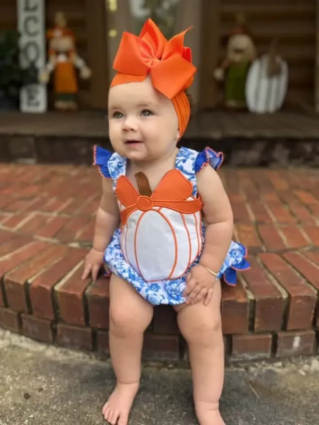 Busy Bee Smocks Chinoiserie Pumpkins bubbelpakje geweven