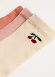 Konges Sløjd Jacquard sokken cherry mix 3-pack katoen