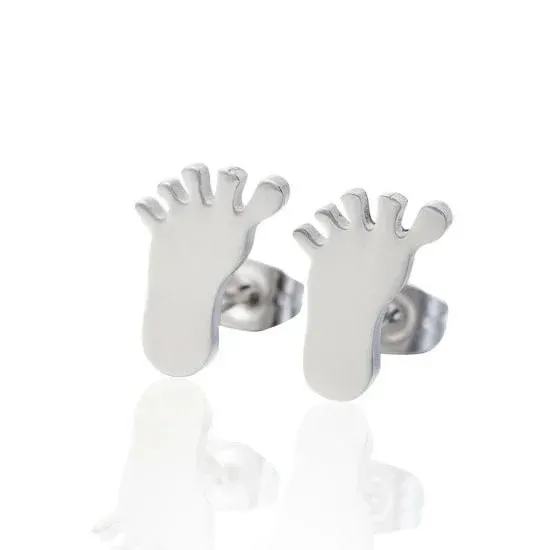 SODA FASHION baby voet oorknopjes zilver nikkelvrij