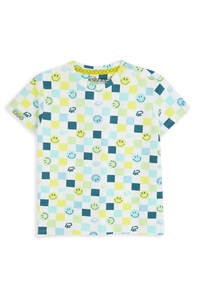 4PRESIDENT Pippin T-shirt jongens wit knoopjes stretch