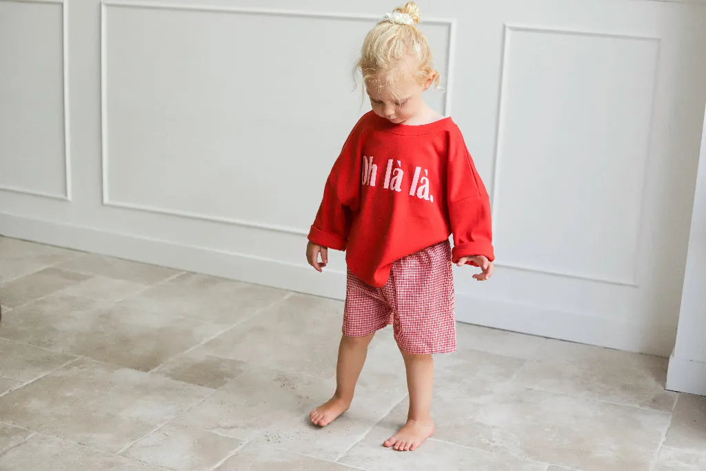 Louloúdi Tus oversized shirt rood oh la la biokatoen