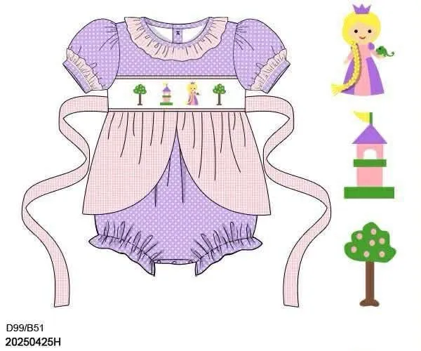 Busy Bee Smocks BBS Dress Up potlood romper meisjes 2T