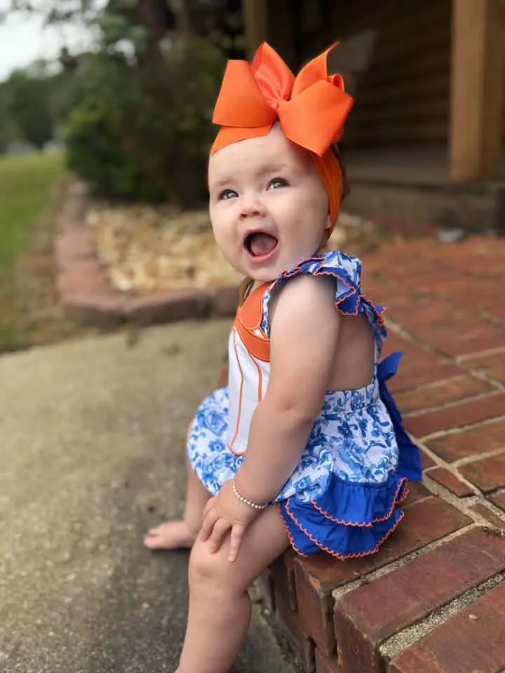 Busy Bee Smocks Chinoiserie Pumpkins bubbelpakje geweven