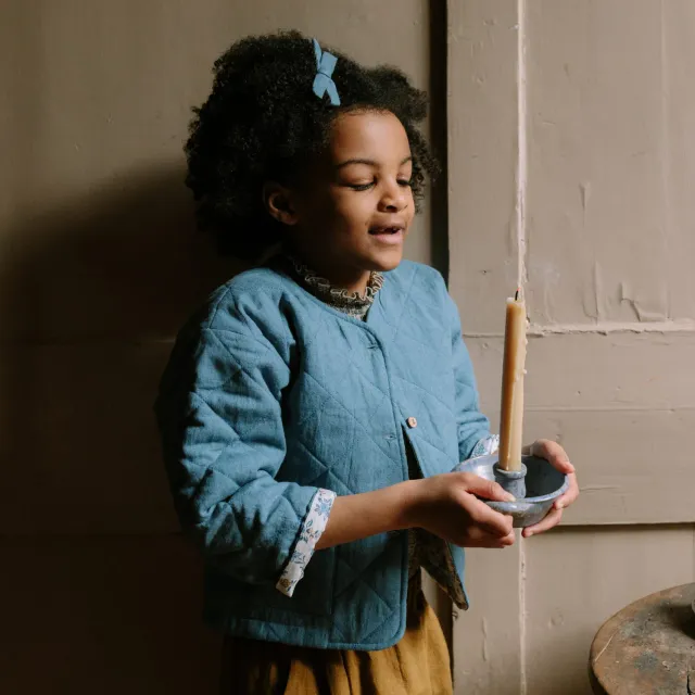 The Mompany Twister jasje Cornflower linnen gevoerd