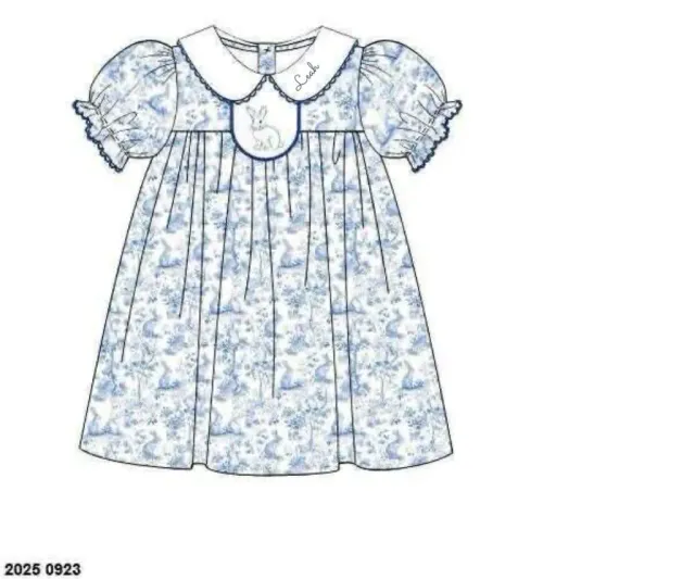 Busy Bee Smocks Bunny Toile Leah jurk 6 geweven