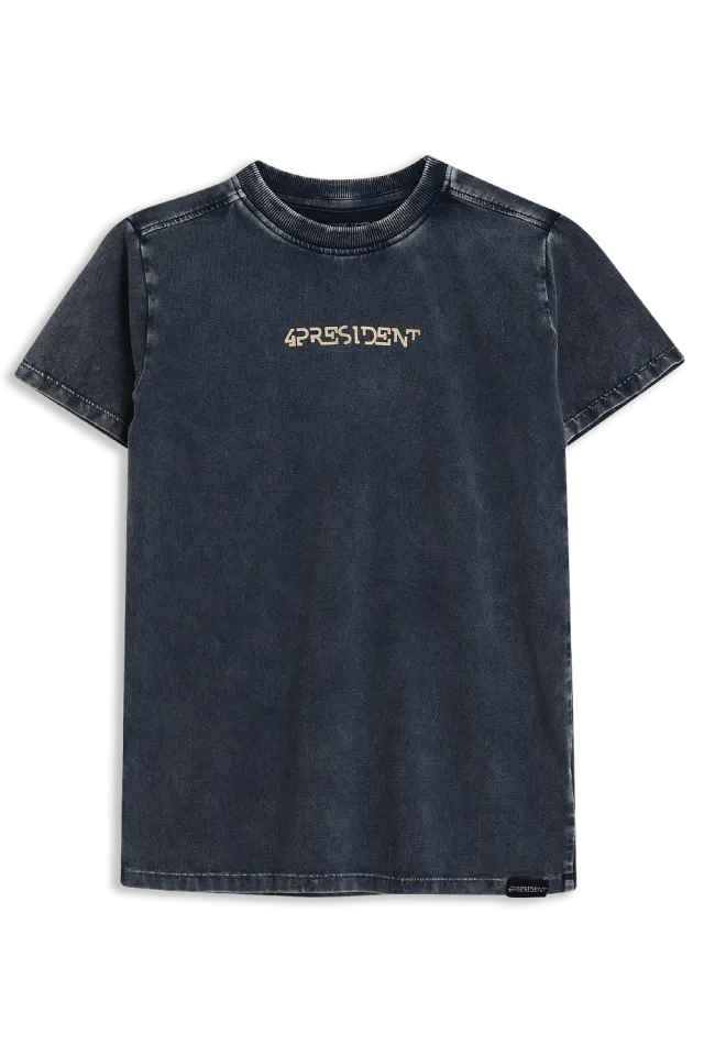 4President Willem T-shirt denim wash urban katoen